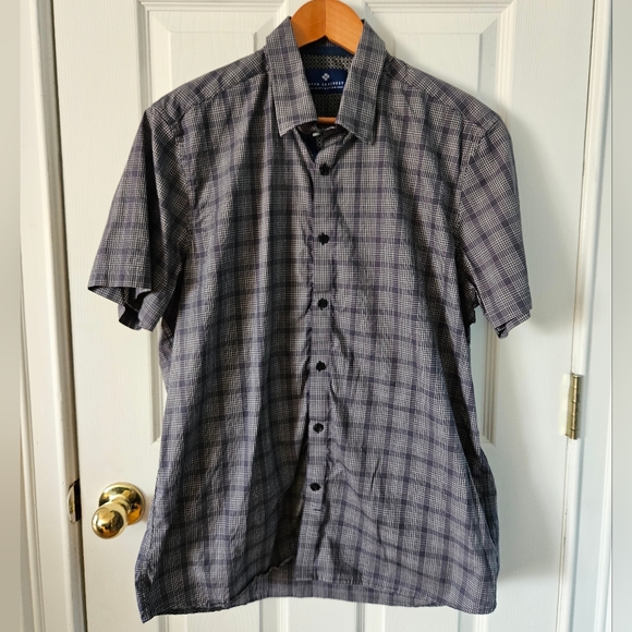 Ryan Seacrest Distinction Shirt Men's Grey Plaid Size L - Picture 2 of 5